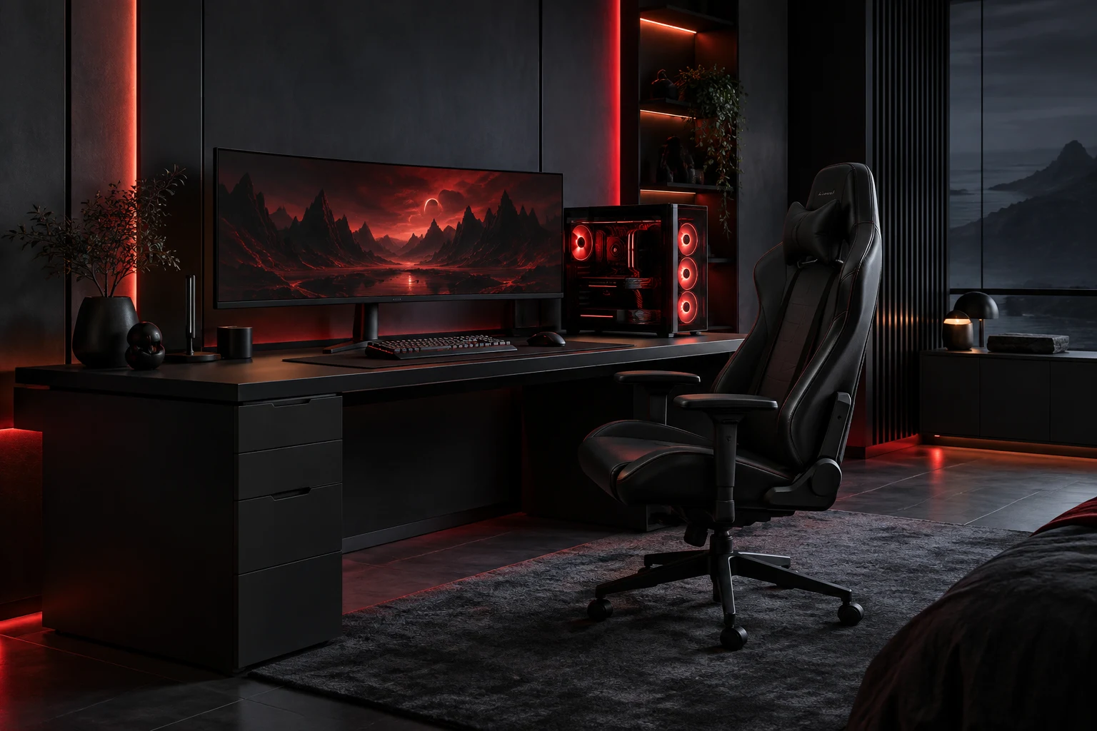 Work by day. Play by night. · illustrative setup concept